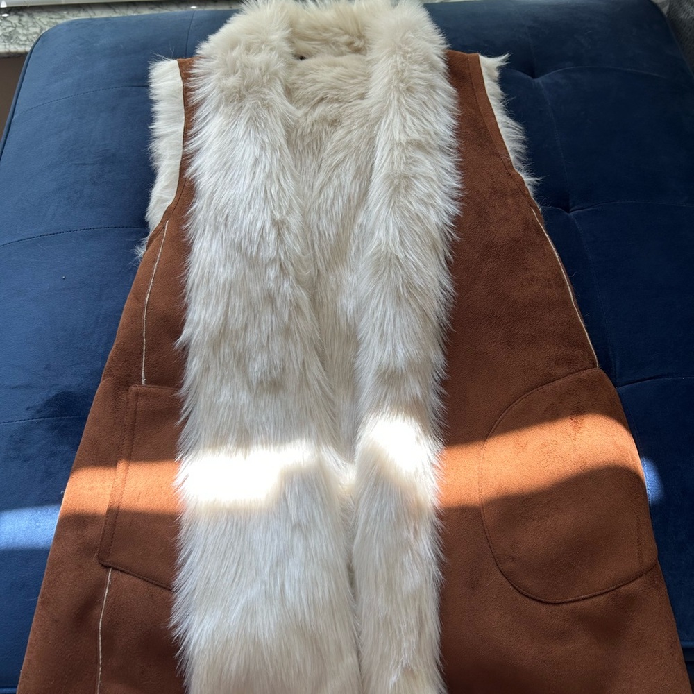 Marc New York Cream Faux Fur Vest